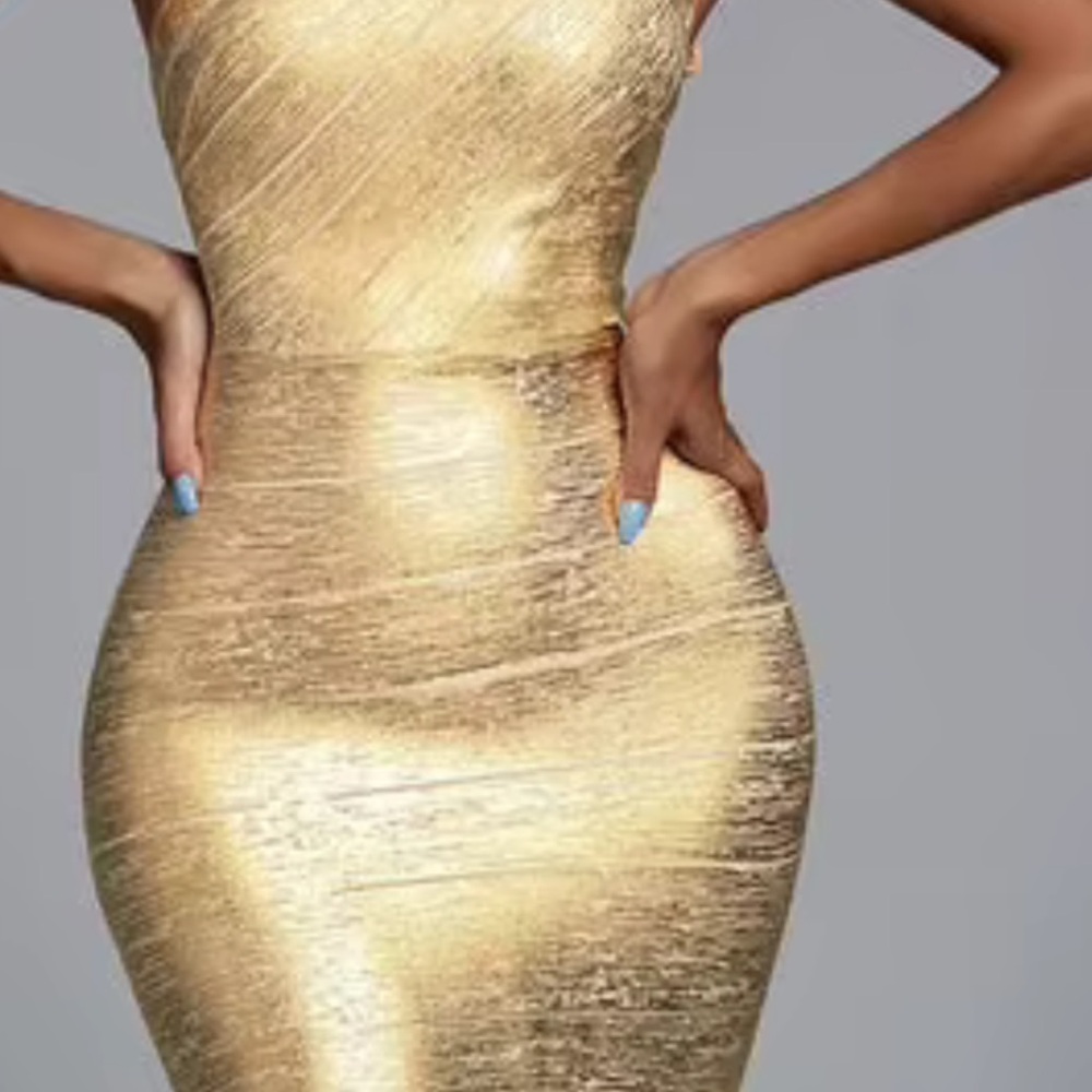 Radiant Gold One Shoulder Dress